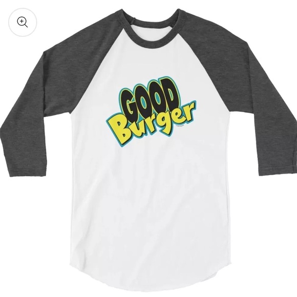 Brand New Large Good Burger Logo Adult 3/4 Sleeve Raglan Shirt White Charcoal - Picture 7 of 7